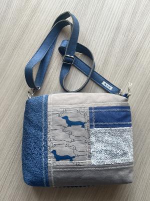"Flickenwerk III/6" (beige-jeans) - DACKELMOTIV